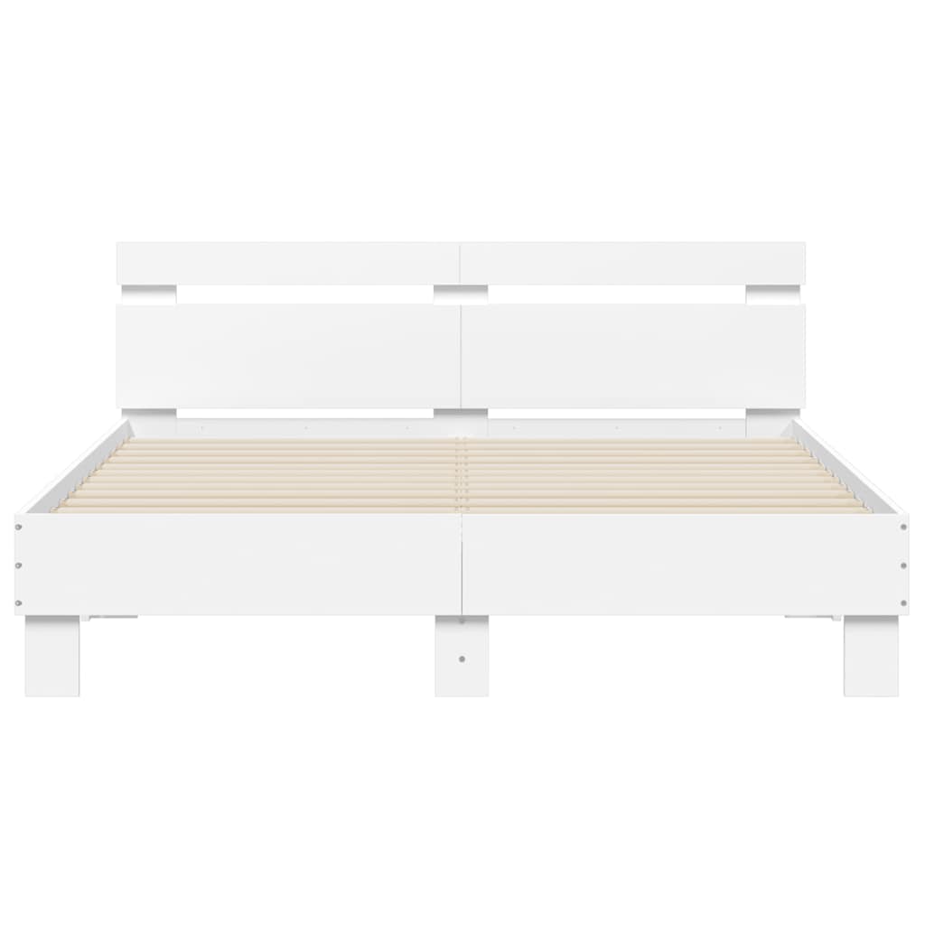 Bed Frame with LED without Mattress White 140x200 cm