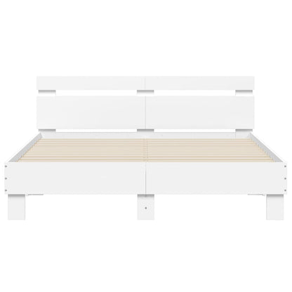 Bed Frame with LED without Mattress White 140x200 cm