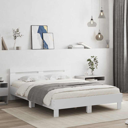 Bed Frame with LED without Mattress White 140x200 cm