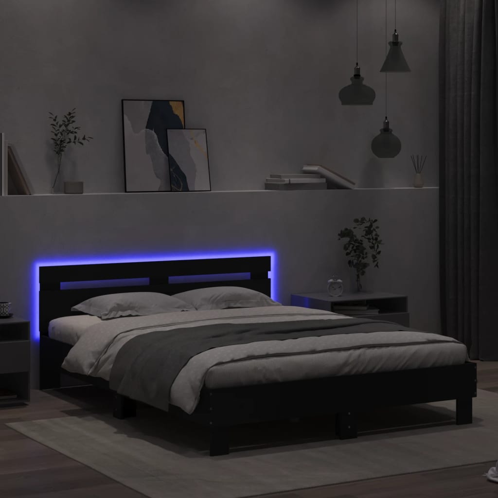 Bed Frame | Black | Engineered wood and Plywood | Double | Bed Frame