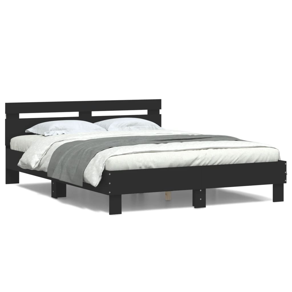 Bed Frame | Black | Engineered wood and Plywood | Double | Bed Frame
