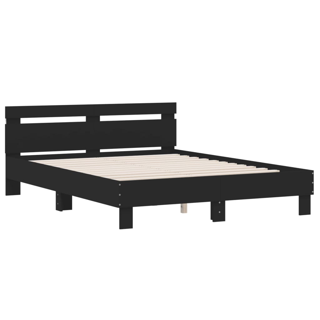 Bed Frame | Black | Engineered wood and Plywood | Double | Bed Frame