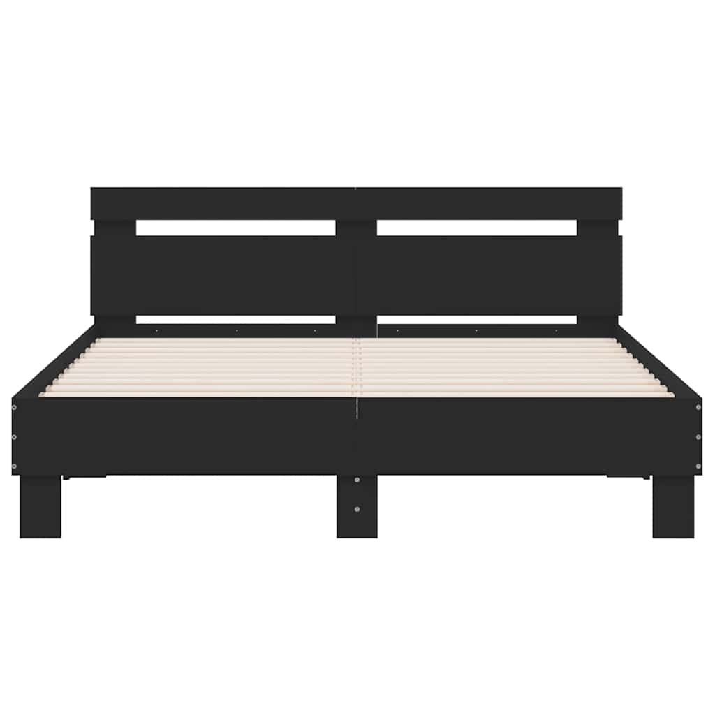 Bed Frame with LED without Mattress Black 140x200 cm