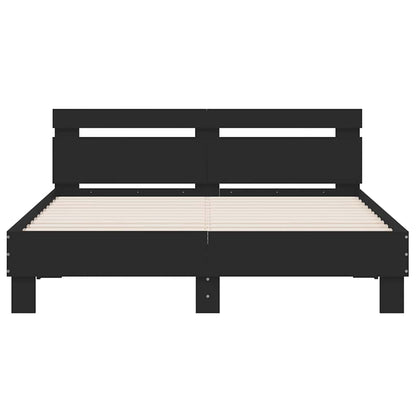 Bed Frame with LED without Mattress Black 140x200 cm