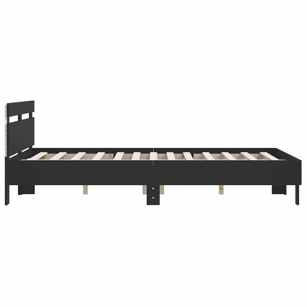 Bed Frame with LED without Mattress Black 140x200 cm