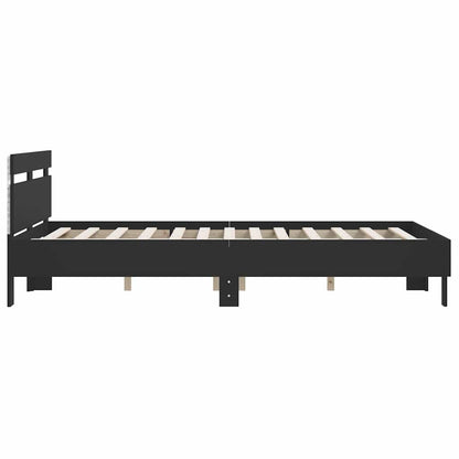 Bed Frame with LED without Mattress Black 140x200 cm