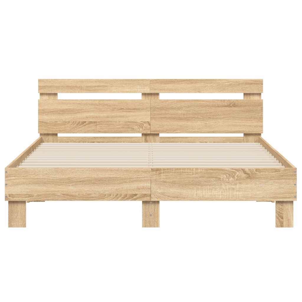 Bed Frame with LED without Mattress Sonoma Oak 140x200 cm