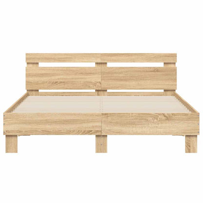 Bed Frame with LED without Mattress Sonoma Oak 140x200 cm