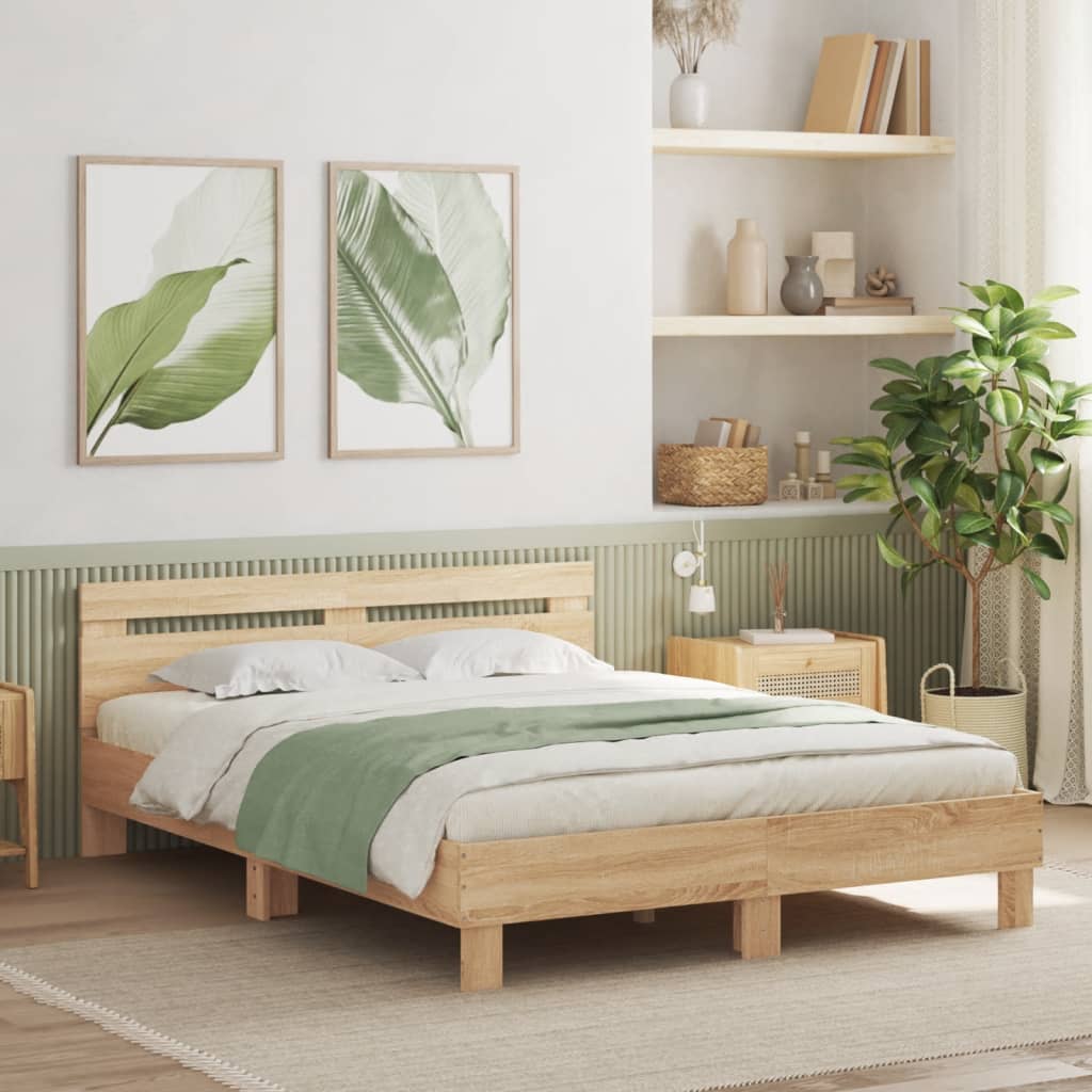 Bed Frame | Sonoma oak | Engineered wood, Plywood | Double | Bed Frame