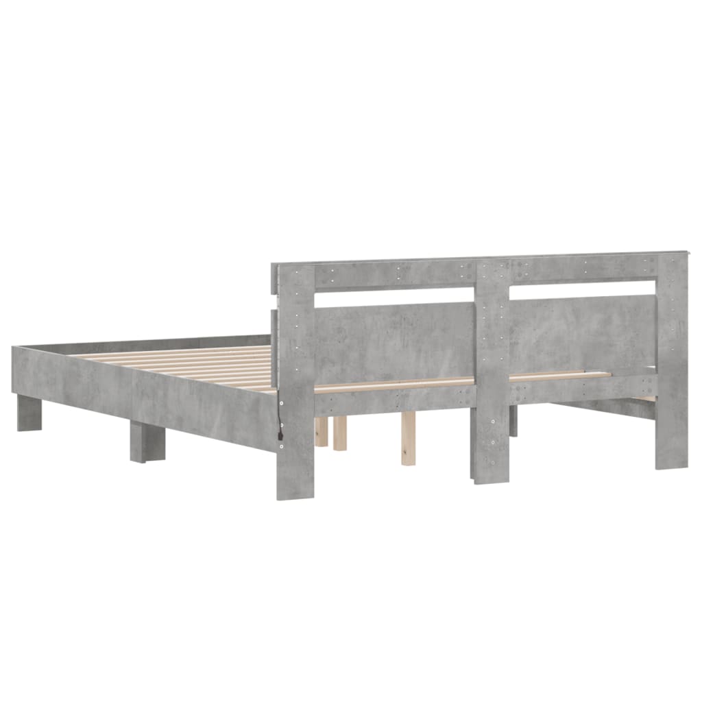 Bed Frame | Concrete grey | Engineered wood, Plywood | Double | Bed Frame