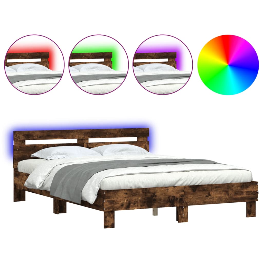 Bed Frame | Smoked Oak | Engineered wood & Plywood | Double | Bed Frame