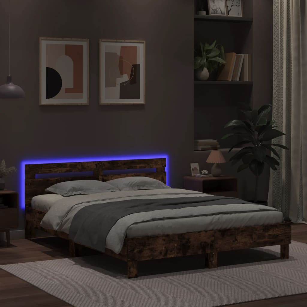 Bed Frame | Smoked Oak | Engineered wood & Plywood | Double | Bed Frame