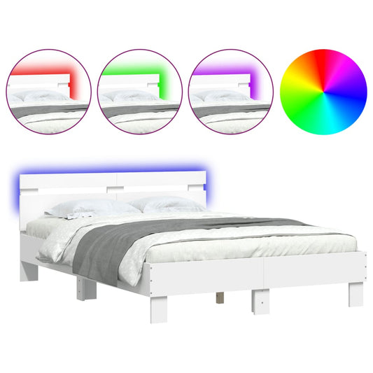 Bed Frame | White | Engineered wood | Double | Bed Frame | Rectangular