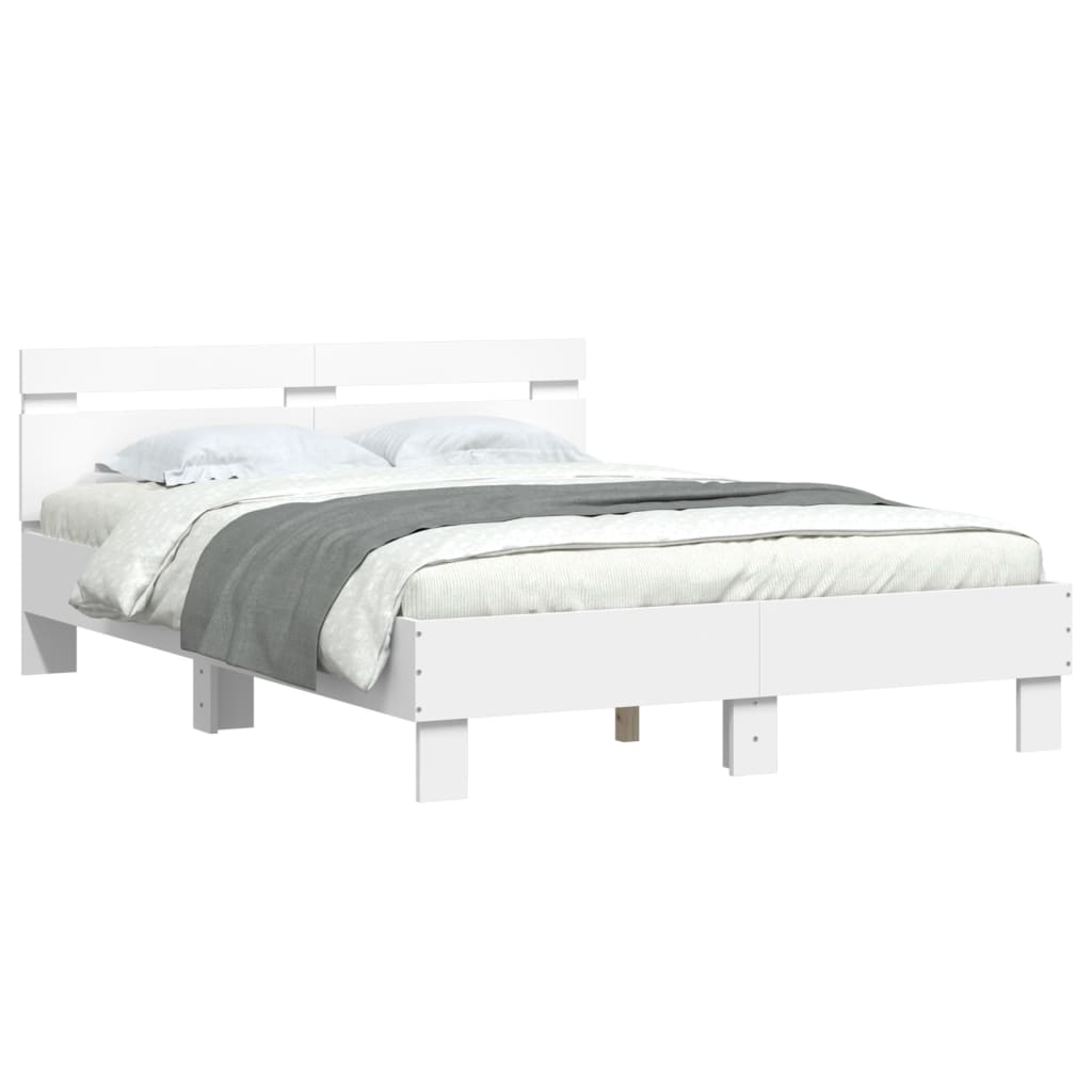 Bed Frame | White | Engineered wood | Double | Bed Frame | Rectangular