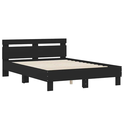 Bed Frame with LED without Mattress Black 120x200 cm