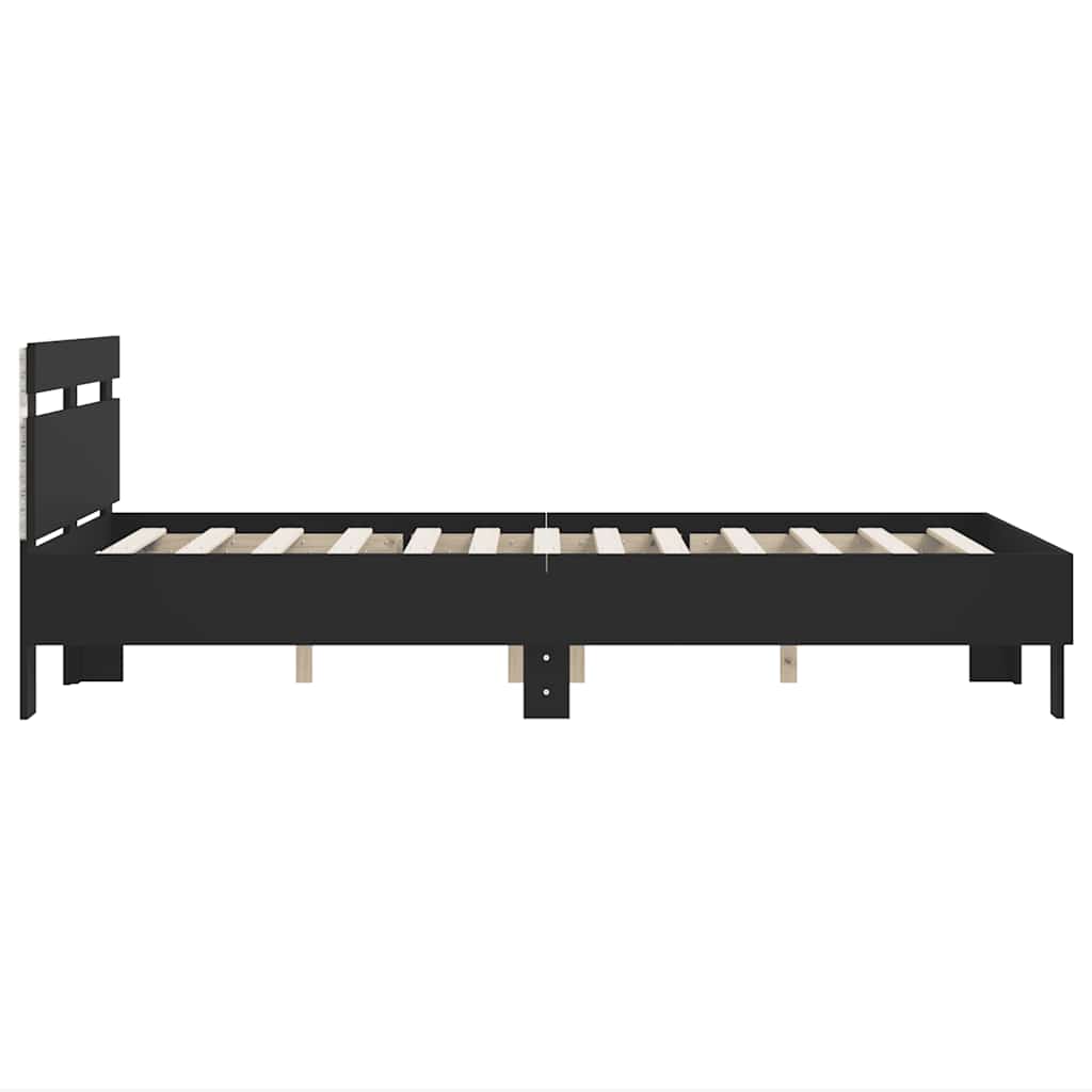 Bed Frame with LED without Mattress Black 120x200 cm