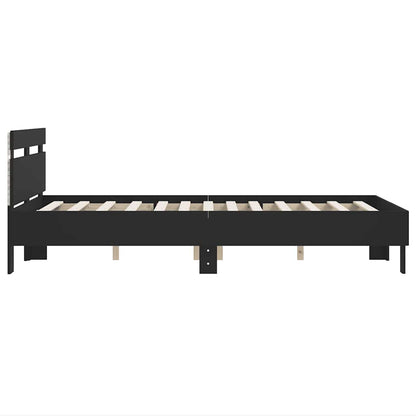 Bed Frame with LED without Mattress Black 120x200 cm