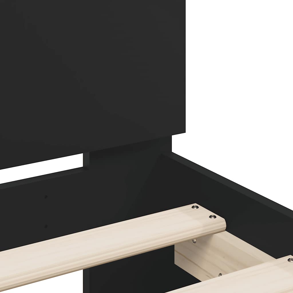 Bed Frame with LED without Mattress Black 120x200 cm