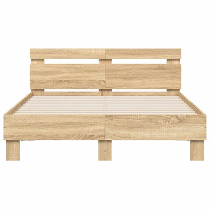 Bed Frame with LED without Mattress Sonoma Oak 120x200 cm