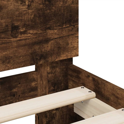 Bed Frame with LED without Mattress Smoked Oak 120x200 cm