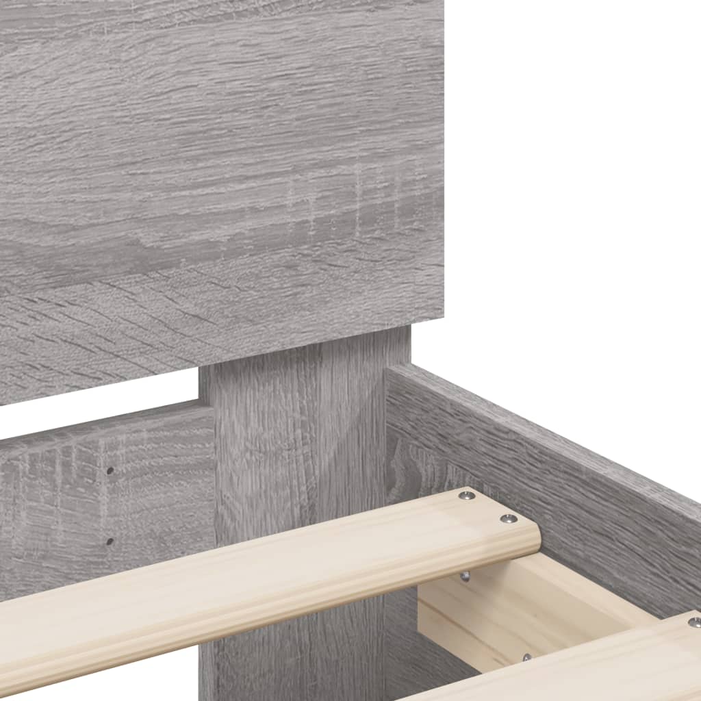 Bed Frame with LED without Mattress Grey Sonoma 120x200 cm