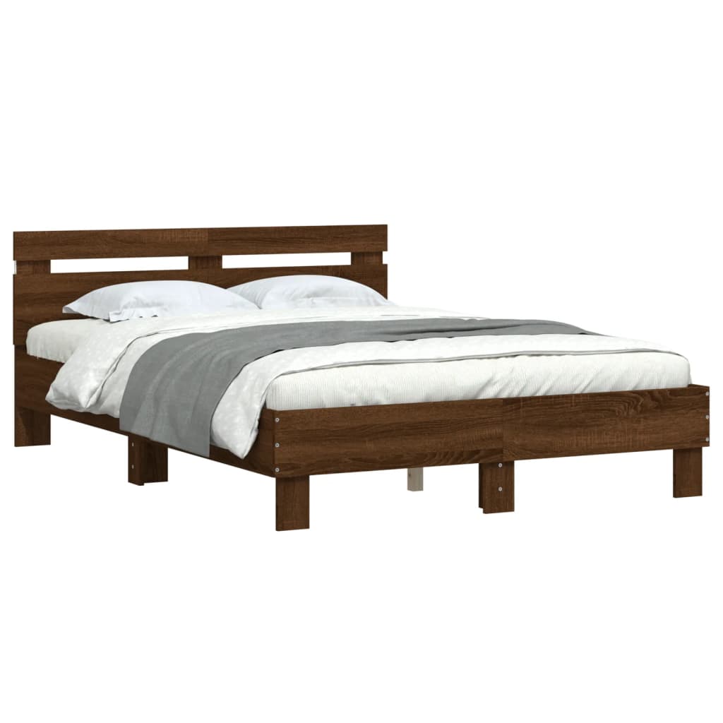 Bed Frame | Brown oak | Engineered wood, Plywood