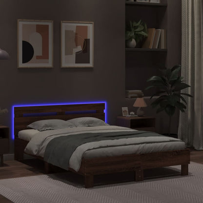 Bed Frame | Brown oak | Engineered wood, Plywood