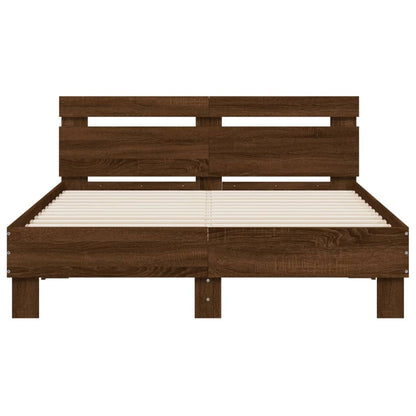 Bed Frame | Brown oak | Engineered wood, Plywood