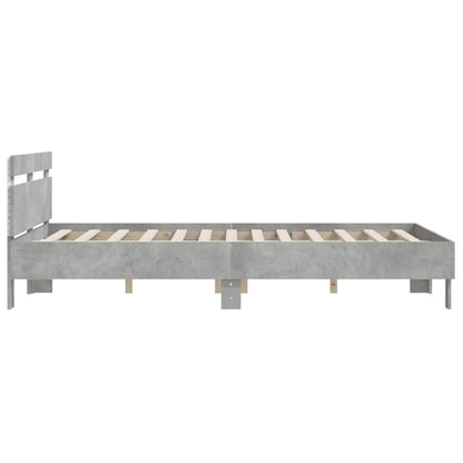 Bed Frame with LED without Mattress Concrete Grey 140x190 cm