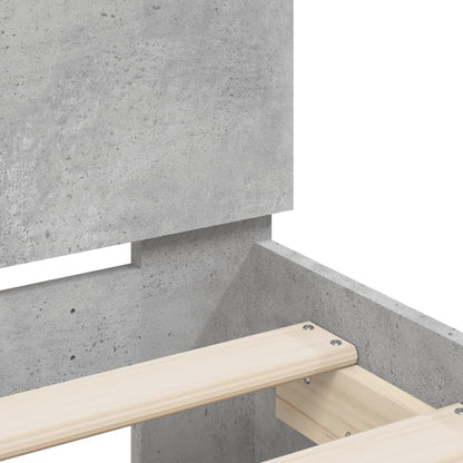 Bed Frame with LED without Mattress Concrete Grey 140x190 cm