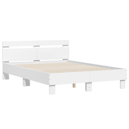 Bed Frame with LED without Mattress White 135x190 cm Double