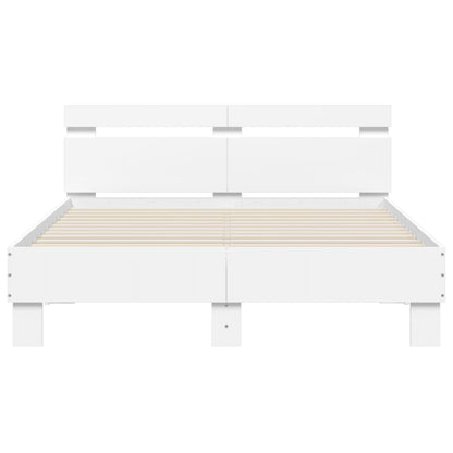 Bed Frame with LED without Mattress White 135x190 cm Double