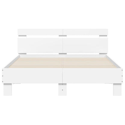 Bed Frame with LED without Mattress White 135x190 cm Double