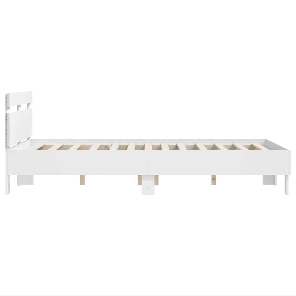 Bed Frame with LED without Mattress White 135x190 cm Double