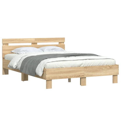 Bed Frame with LED without Mattress Sonoma Oak 135x190 cm Double