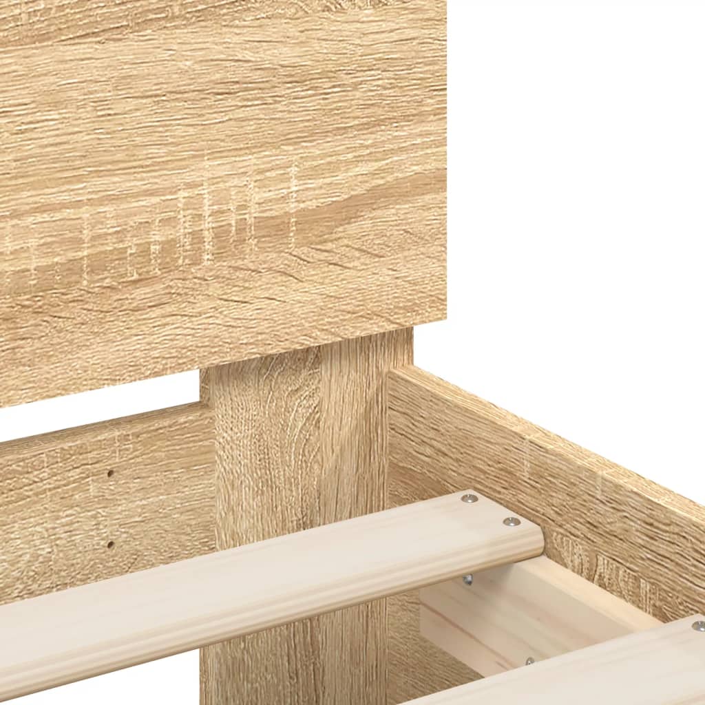 Bed Frame with LED without Mattress Sonoma Oak 135x190 cm