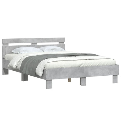 Bed Frame with LED without Mattress Concrete Grey 135x190 cm