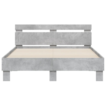 Bed Frame with LED without Mattress Concrete Grey 135x190 cm