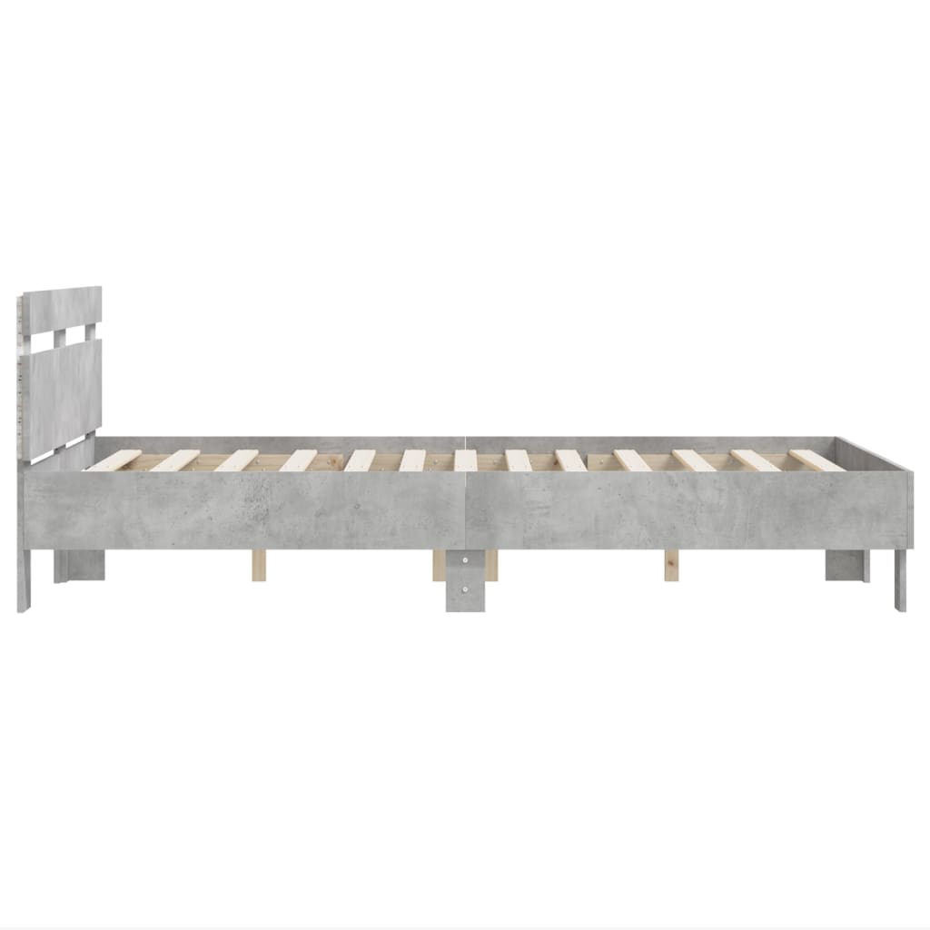 Bed Frame with LED without Mattress Concrete Grey 135x190 cm