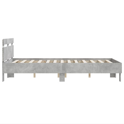 Bed Frame with LED without Mattress Concrete Grey 135x190 cm