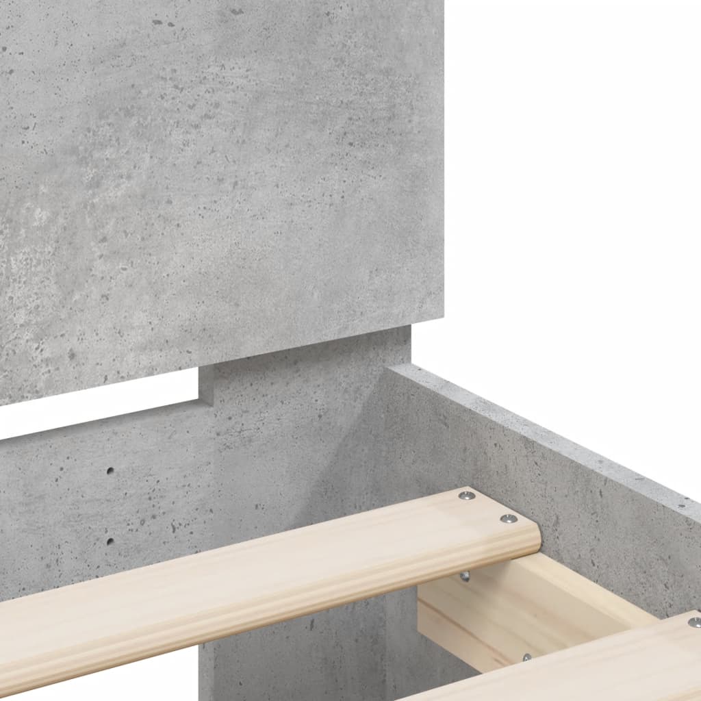 Bed Frame with LED without Mattress Concrete Grey 135x190 cm