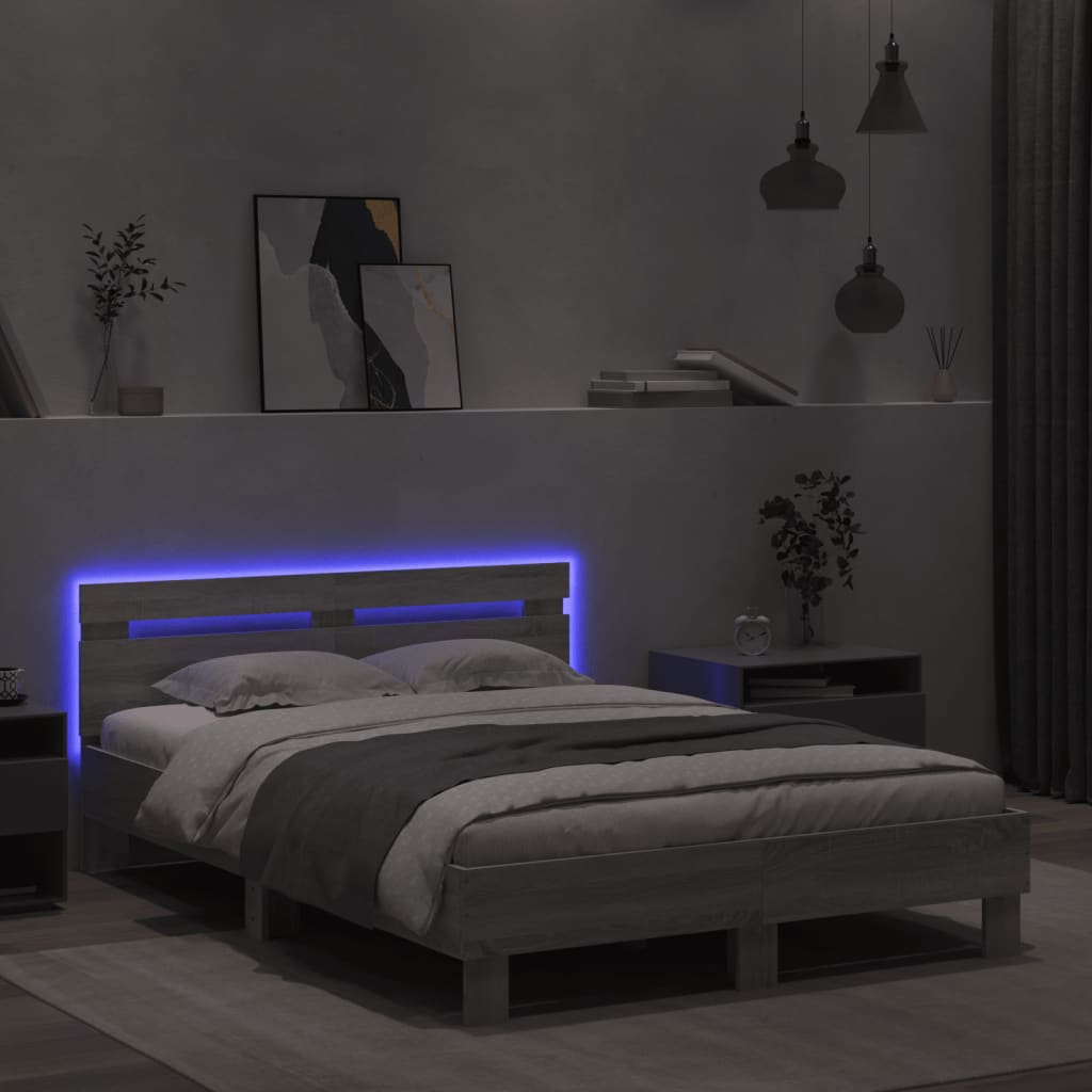 Bed Frame | Grey Sonoma | Engineered wood, Plywood | 135x190 cm Double