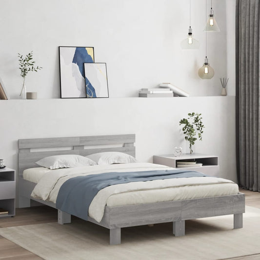 Bed Frame | Grey Sonoma | Engineered wood, Plywood | 135x190 cm Double