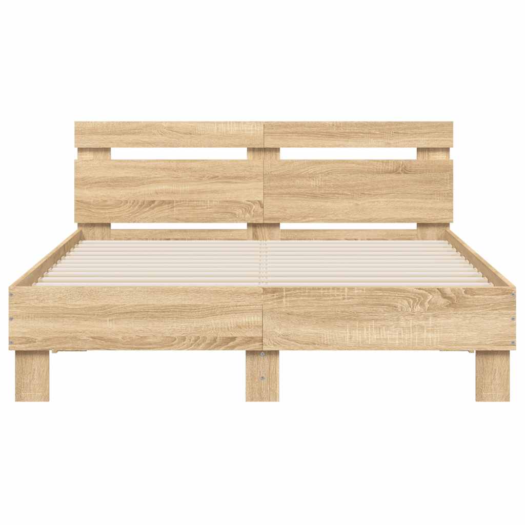 Bed Frame with LED without Mattress Sonoma Oak 120x190 cm