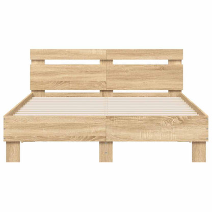 Bed Frame with LED without Mattress Sonoma Oak 120x190 cm