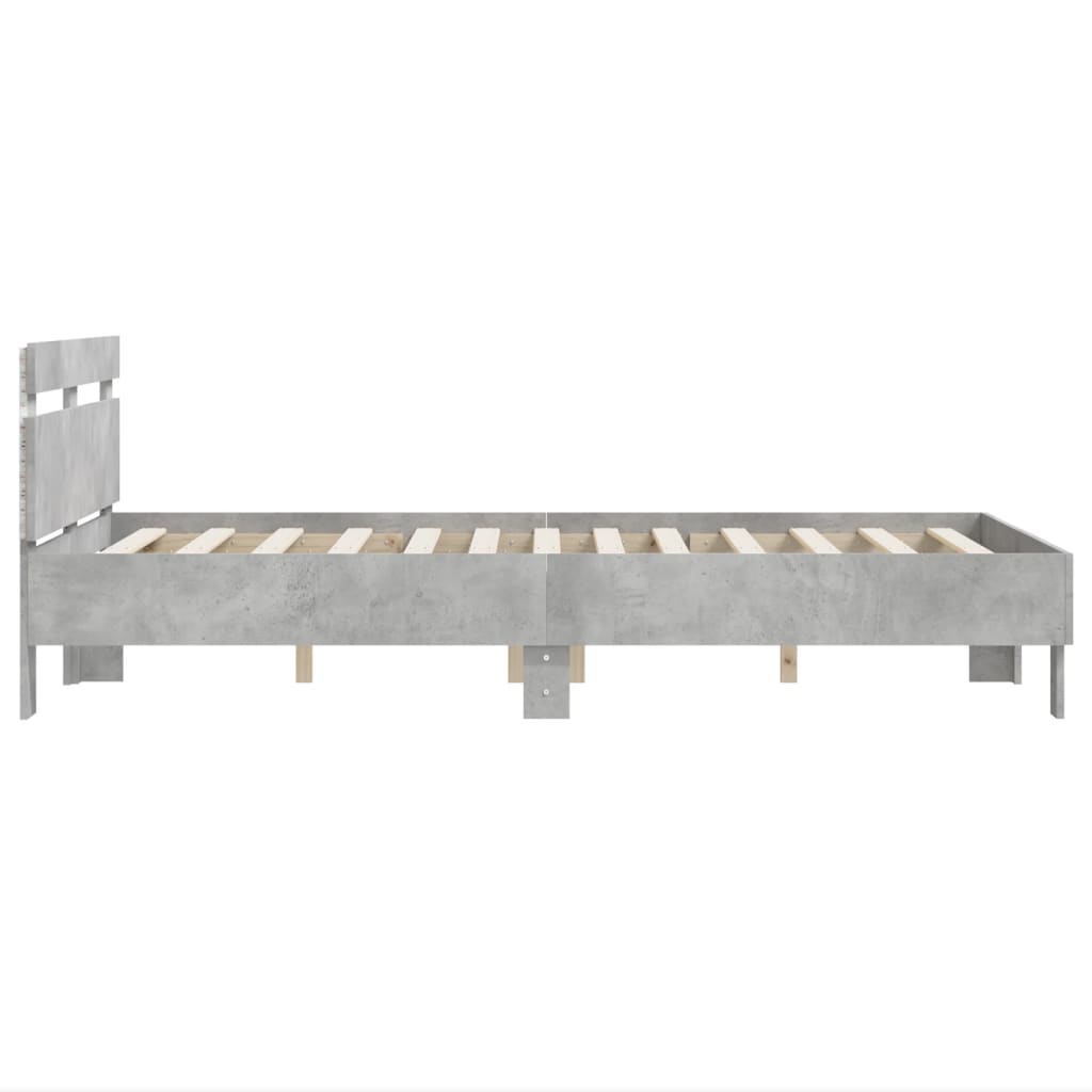 Bed Frame with LED without Mattress Concrete Grey 120x190 cm