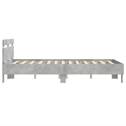 Bed Frame with LED without Mattress Concrete Grey 120x190 cm