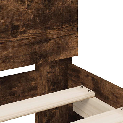 Bed Frame with LED without Mattress Smoked Oak 120x190 cm