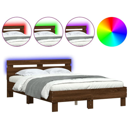 Bed Frame | Brown oak | Engineered wood, Plywood | Small Double
