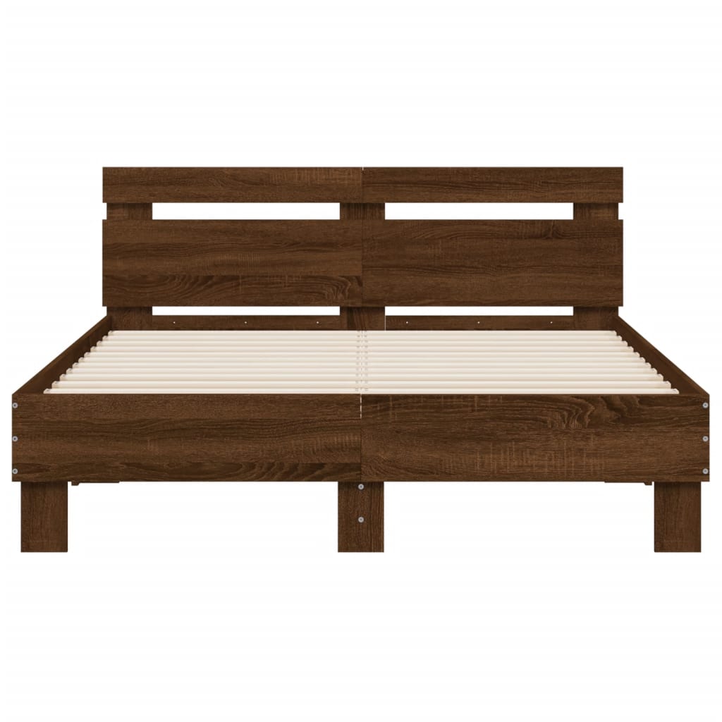Bed Frame | Brown oak | Engineered wood, Plywood | Small Double